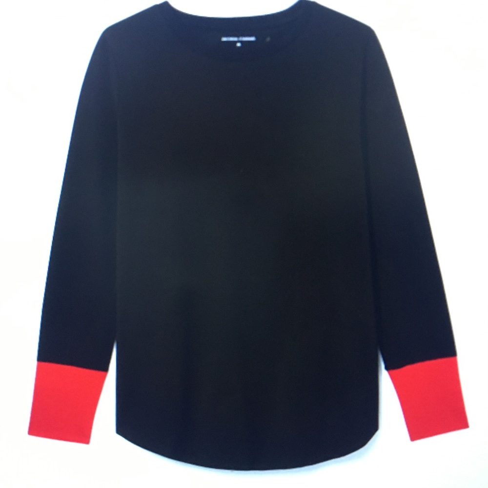 Universal Standard Rhine Colorblock Cuff Top black/red size L, 22 Petite